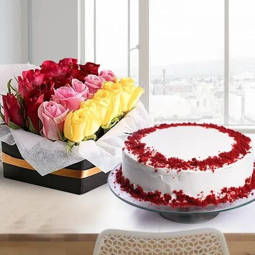 Fresh Red Rose Valentine Cake - Cakoholic