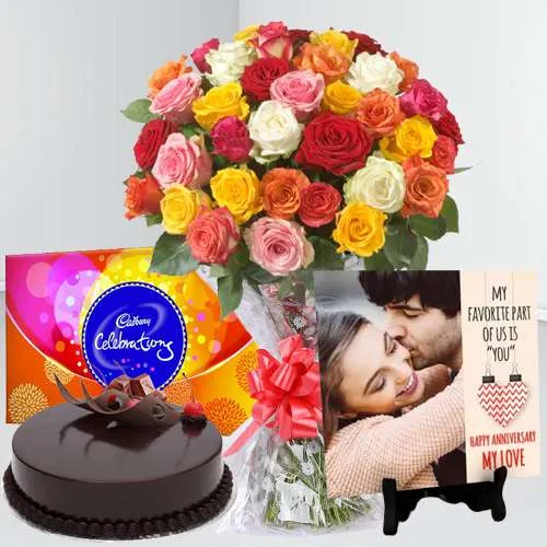 Mixed Flowers Bouquet with 1 kg Mango Cake to Ranchi, India