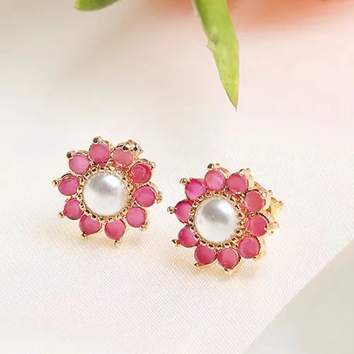 Royal Maroon Pearl Studs