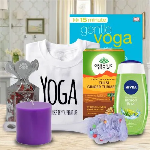 Buy dazzling gift basket of yoga tea and essentials in Kolkata, Free  Shipping - KolkataOnlineFlorists