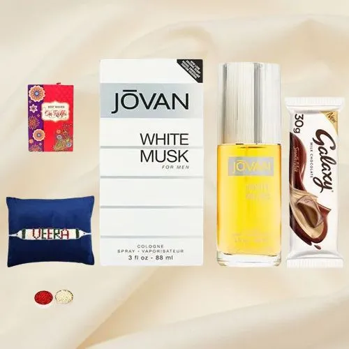 jovan white musk cologne with veera rakhi for bro Delivery in Kolkata  KolkataOnlineFlorists