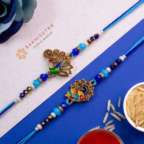 Designer Peacock Rakhi Set