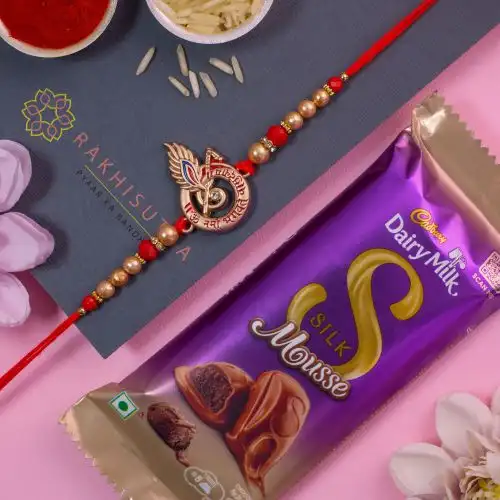 Premium Krishna Rakhi N Cadbury Silk Mousse Combo
