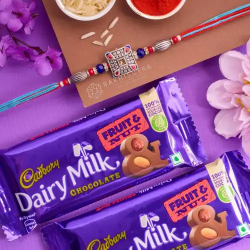 Charming Kundan Rakhi N Cadbury Chocolate Delight