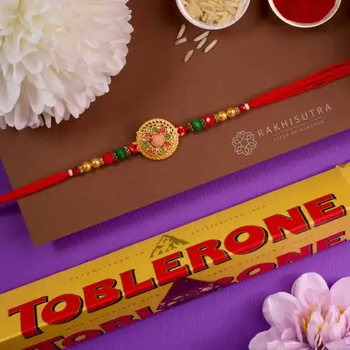 Premium Kundan Rakhi N Toblerone Chocolate Duo