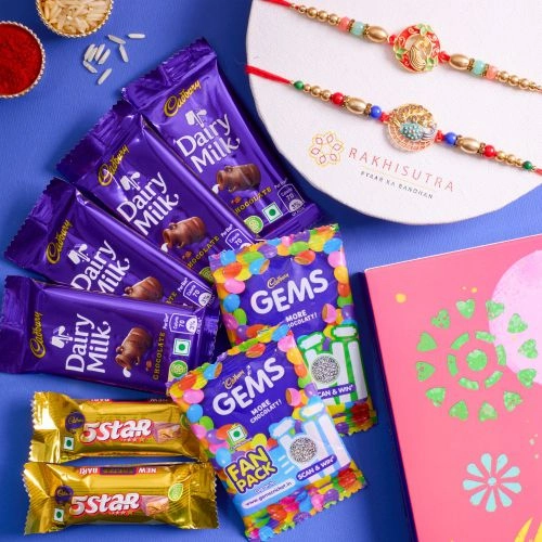 Designer Peacock Rakhi N Cadbury Celebrations Bliss