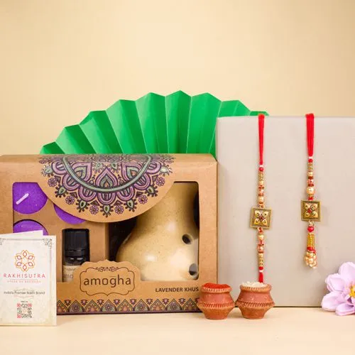 Beautiful Kundan Rakhi Elegance N Aromatic Gift Set