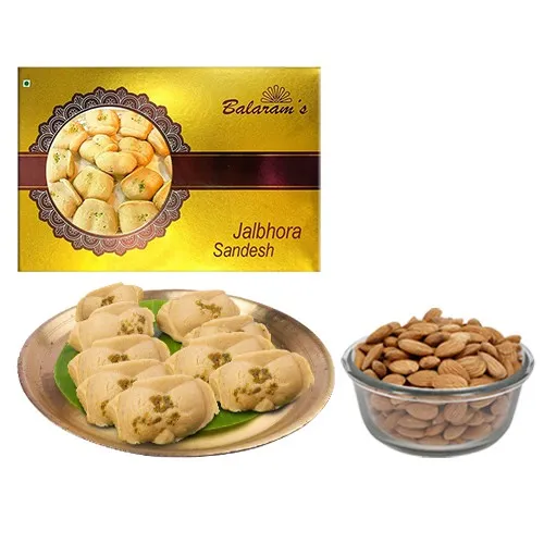 Sensational Pair of Jolbhora Sandesh from Balaram Mullick N Crunchy Almonds