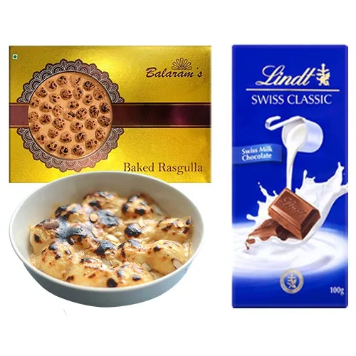 Tempting Baked Rasgulla from Balaram Mullick N Lindt Excellence Chocolate Combo