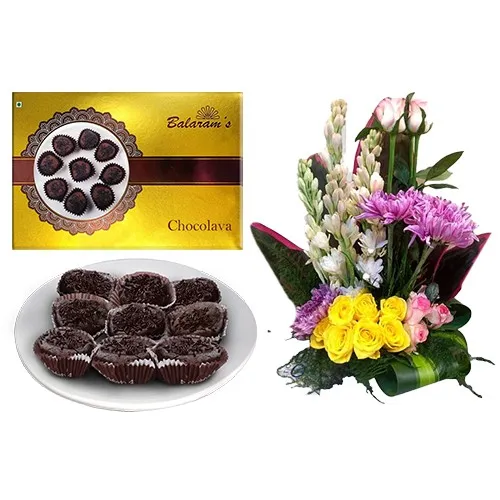 Blissful Chocolava from Balaram Mullick with a Mixed Flower Arrangement