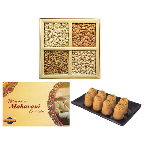 Enjoyable Nolen Gurer Maharani Sandesh from Ganguram with Assorted Dry Fruits