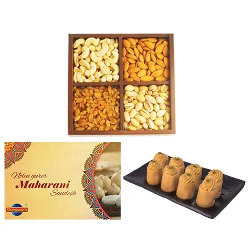 Luscious Nolen Gurer Maharani Sandesh from Ganguram with Mixed Dry Fruits