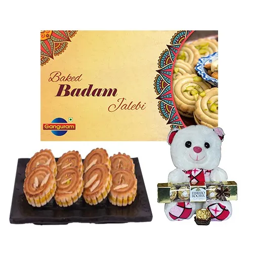 Delicious Baked Badam Jalebi from Ganguram with Teddy N Ferrero Rocher