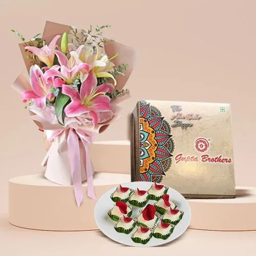 Stunning Lilies with Sandesh Treat