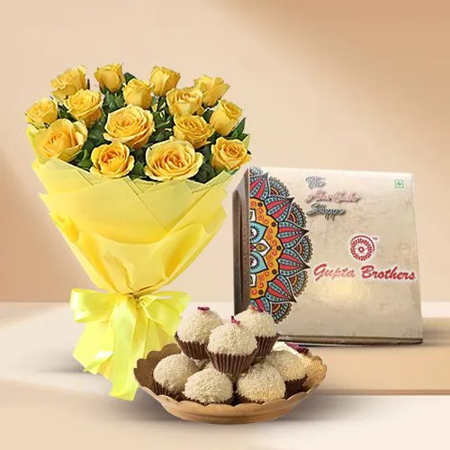 Bright Roses Bouquet N Kheer Kadam Treats