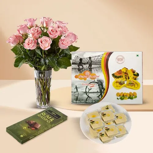 Romantic Roses  N  Sweet Gifts Combo