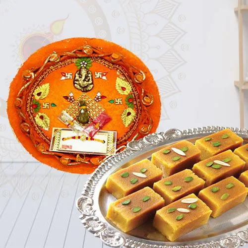 Delicious Mysore Pak with Pooja Thali