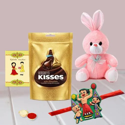 Stylish Kids Rakhi with Cute Teddy n Hershey Chocolates