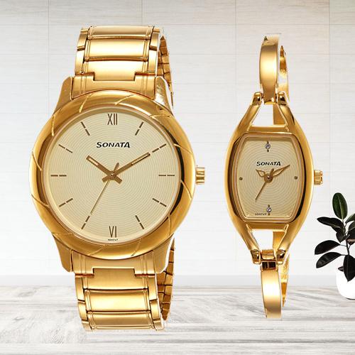 sonata watches couple set